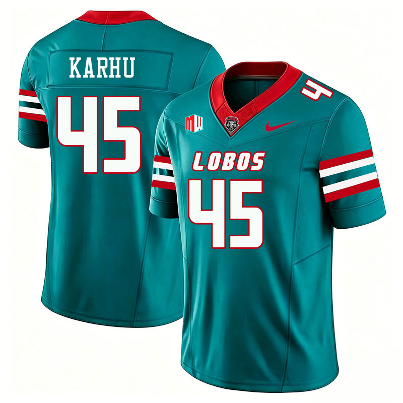 New Mexico Lobos #45 Brett Karhu College Football Jerseys,Uniforms-Turquoise